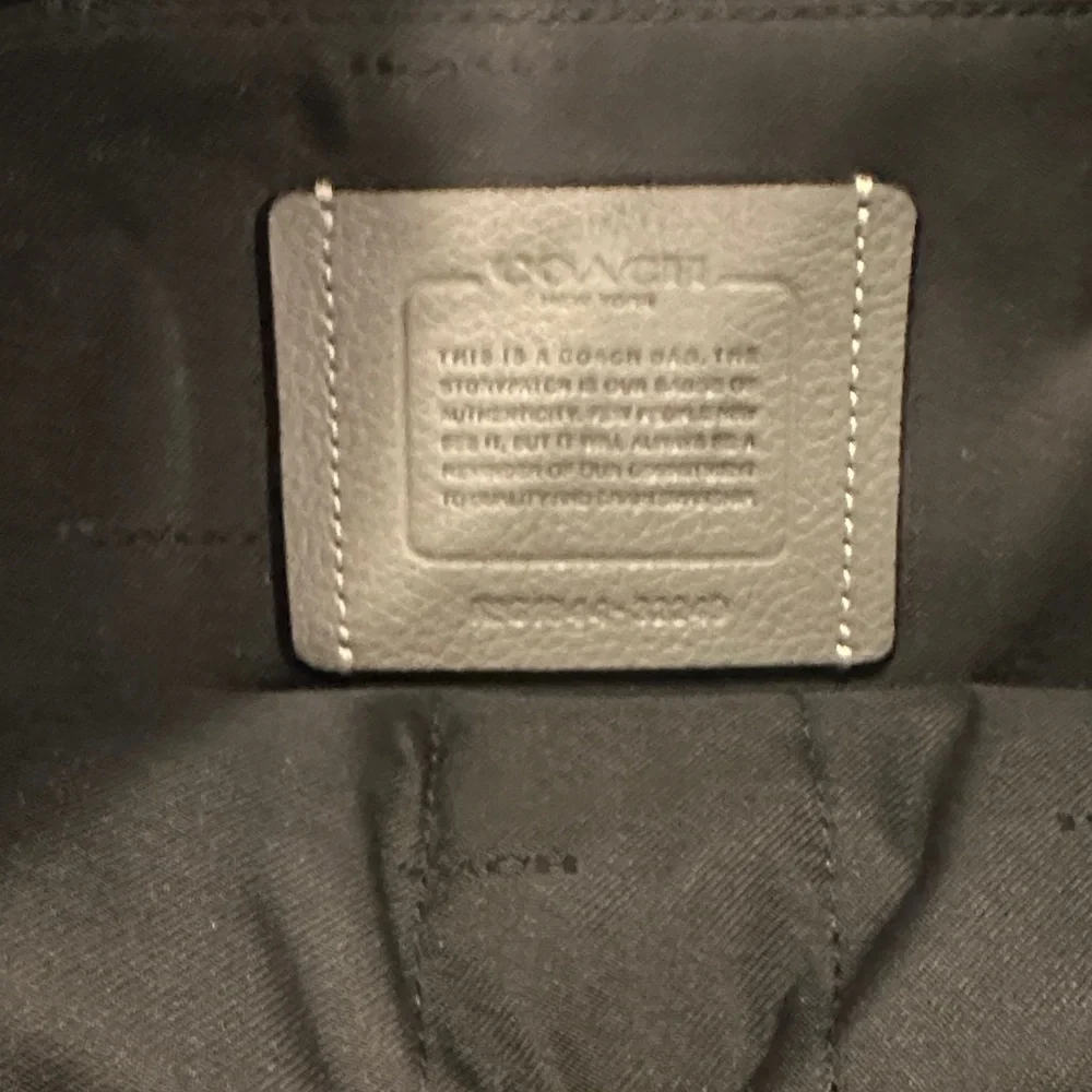 Coach Gray Leather Laptop Tote with Front Zip Pocket